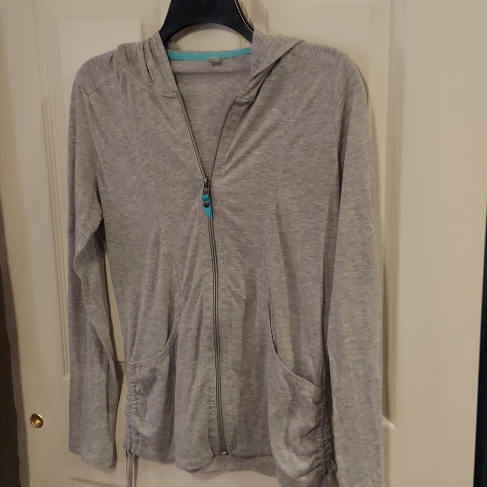 Athleta Hoodylicious Gray Zip up Hoodie‎ Roll Tab Sleeve Small
